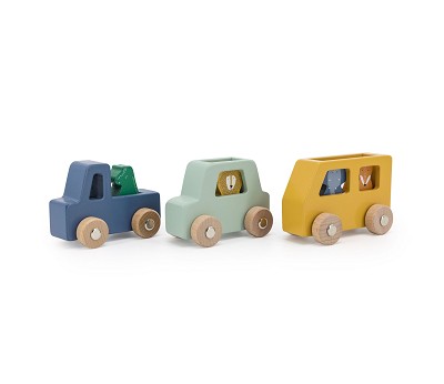 Wooden animal car set