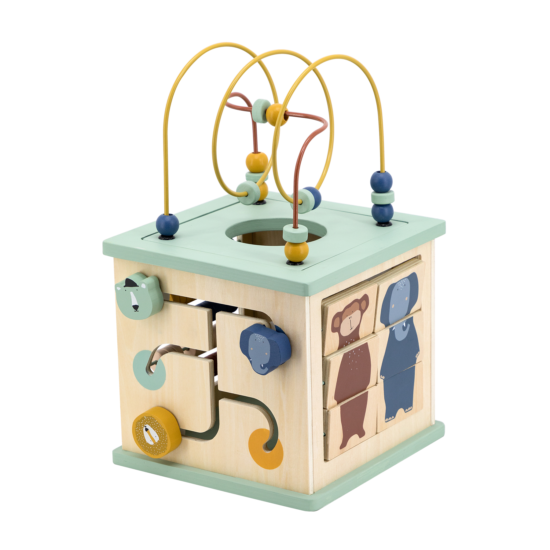 Wooden 5-in-1 activity cube