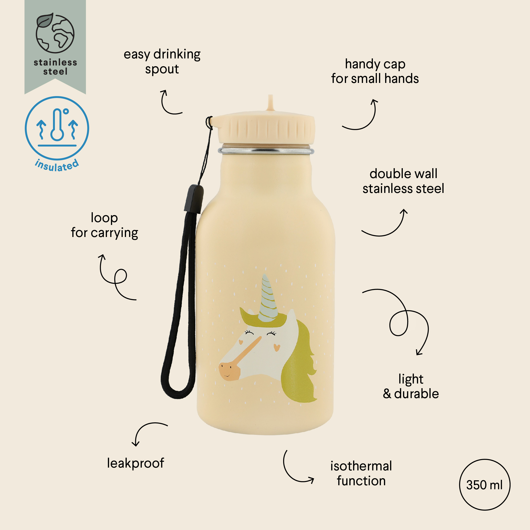 Insulated drinking bottle 350ml - Mrs. Unicorn