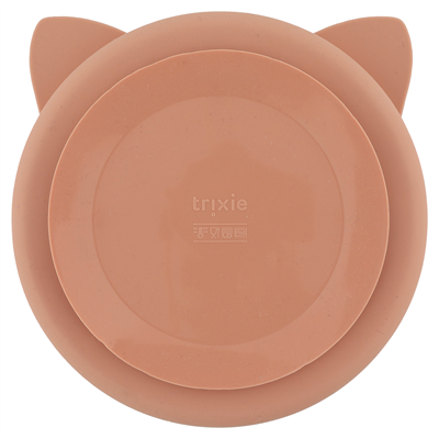 Trixie Silikontallerken tredelt med sugekopp Mrs. Cat, Rosa, 1 stk.