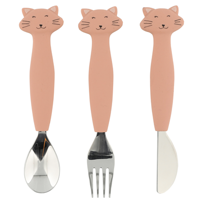 Trixie Bestikksett i silikon Mrs. Cat, Rosa, 3 stk.