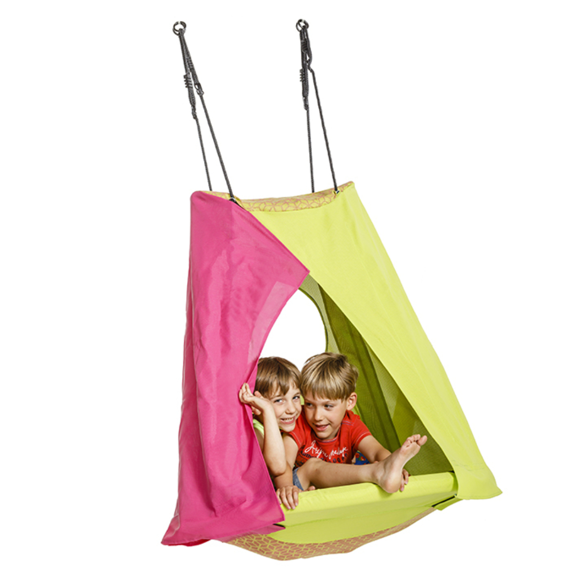 tent swing ‘weoh’ - braided black rope - magenta/yellow