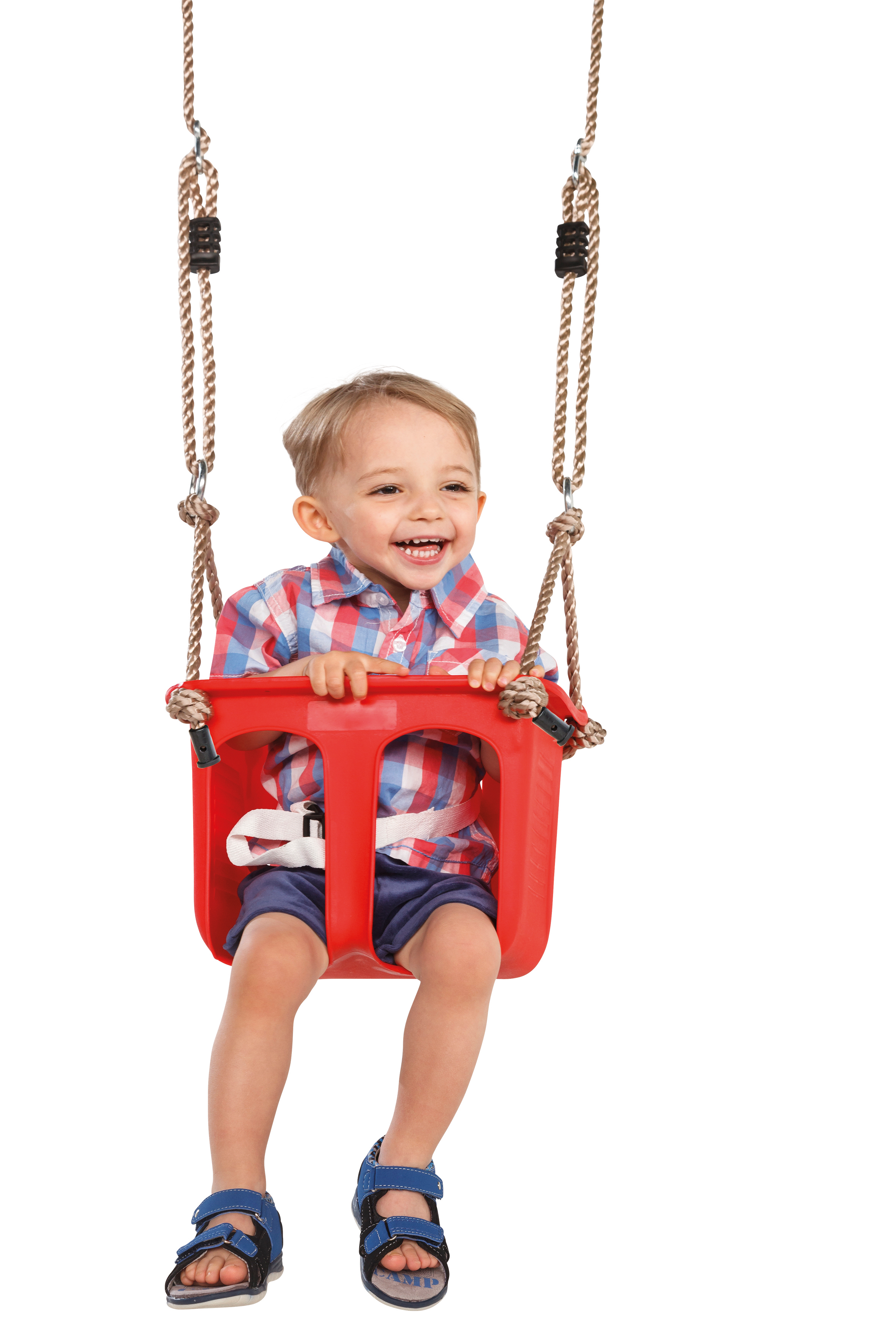 Rigid plastic baby seat red