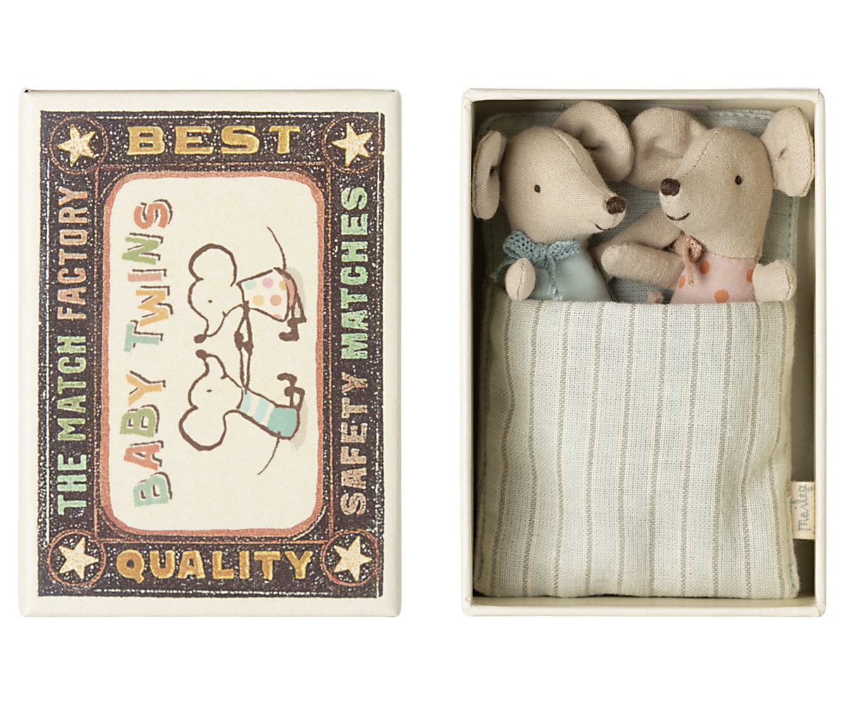 Twins, baby mice in matchbox