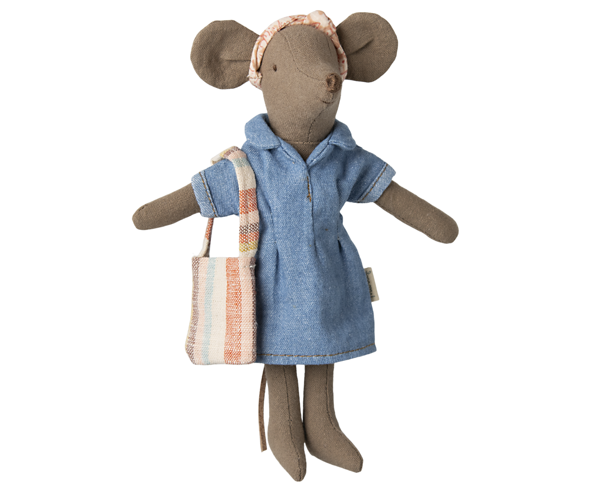 Denim dress and bag, mum mouse