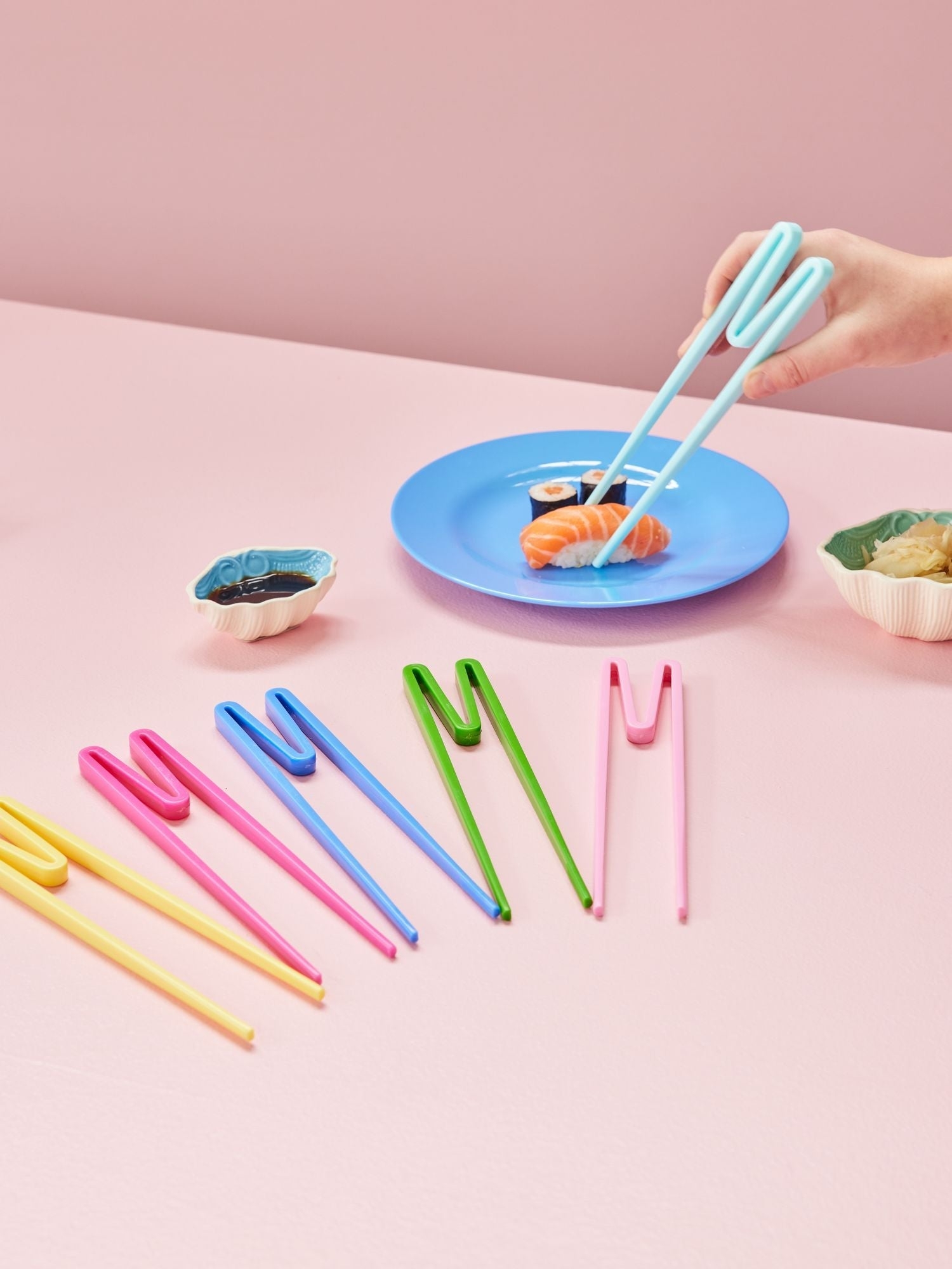 Plastic 'Beginner Friendly' Chopsticks in 6 Asst. Classic Colors - Single