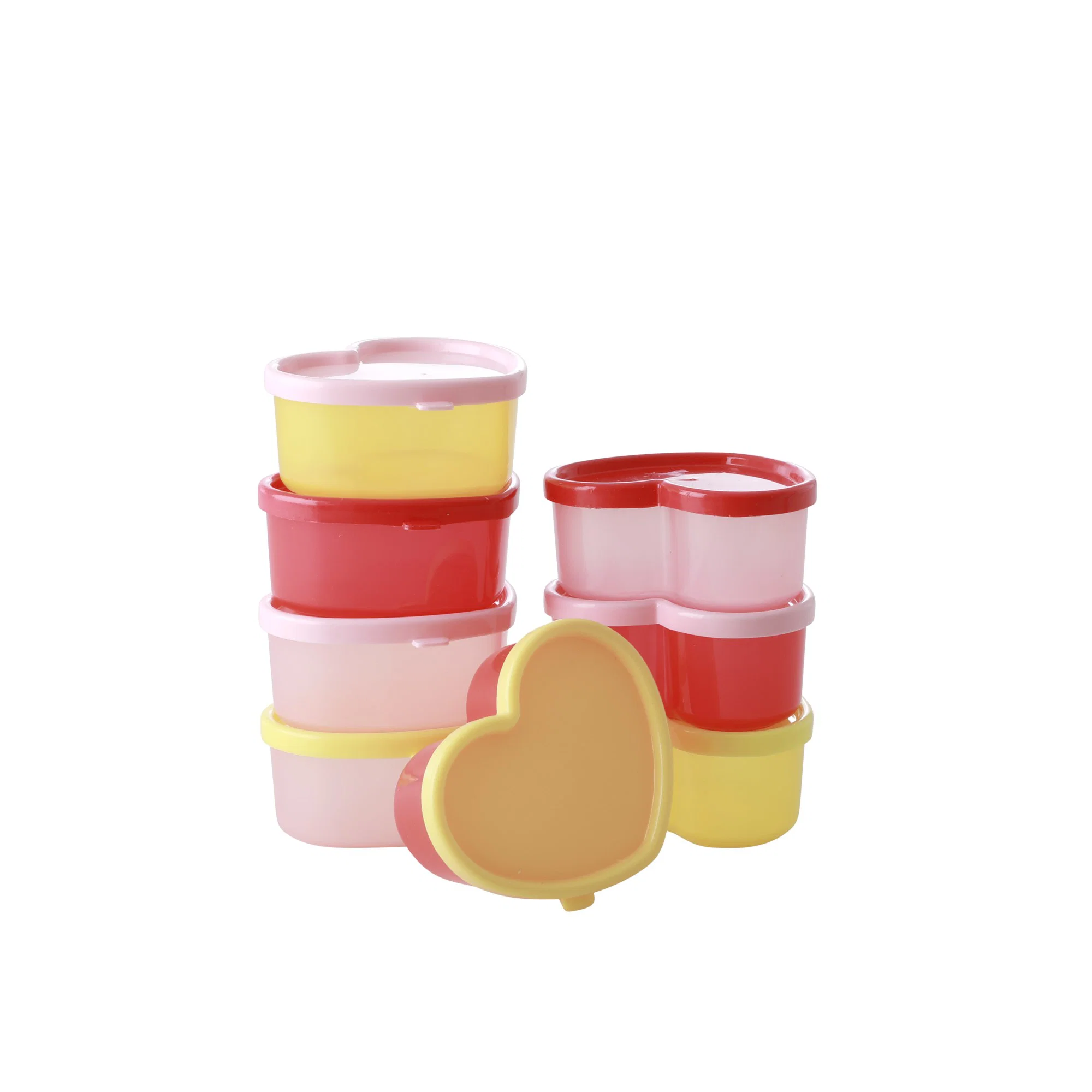 Plastic Food Keepers in Heart Shape - 3 Mixed Colors - 8 pcs. - Small - in a Net