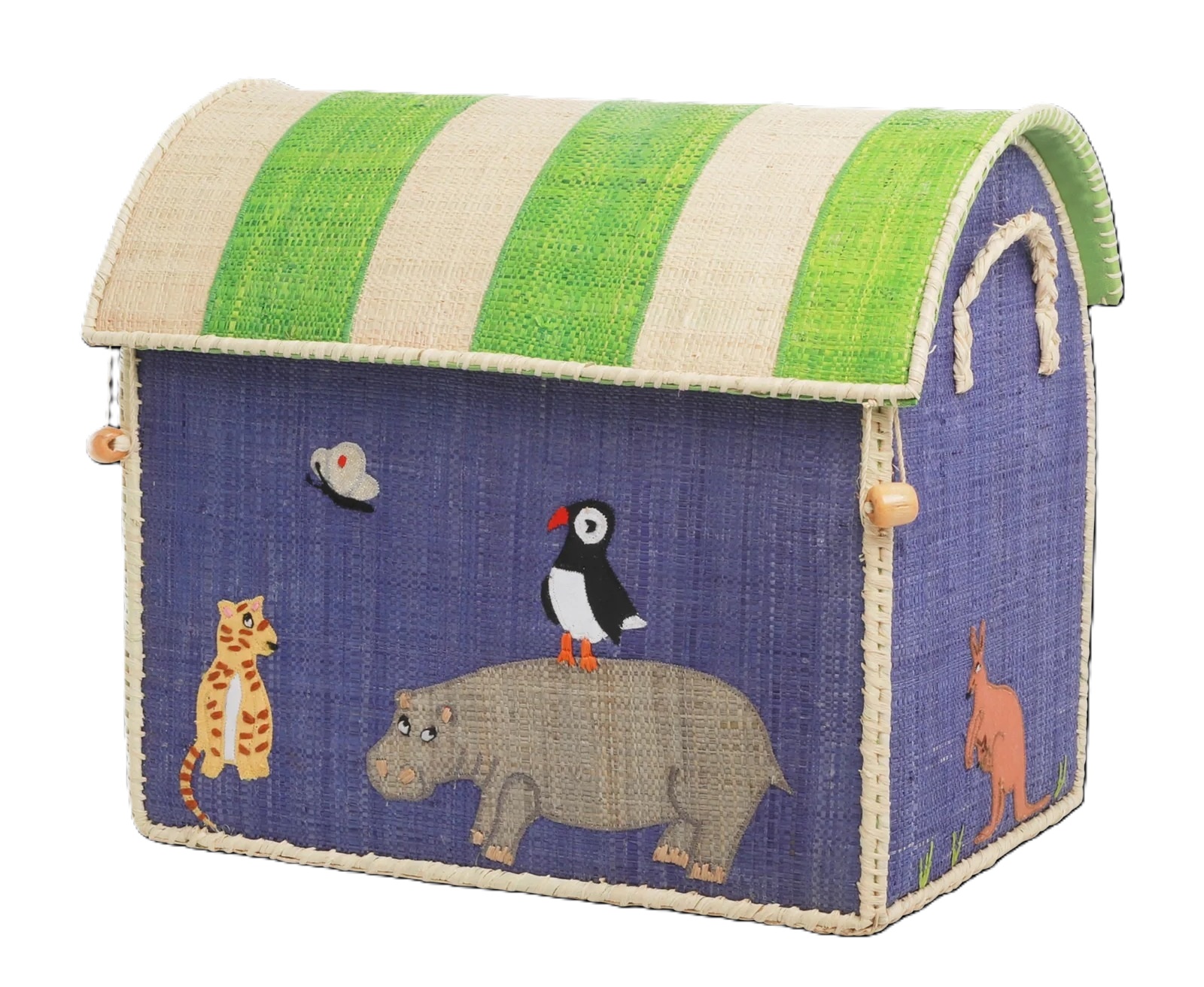 Raffia Toy Basket with Animal Theme - Small