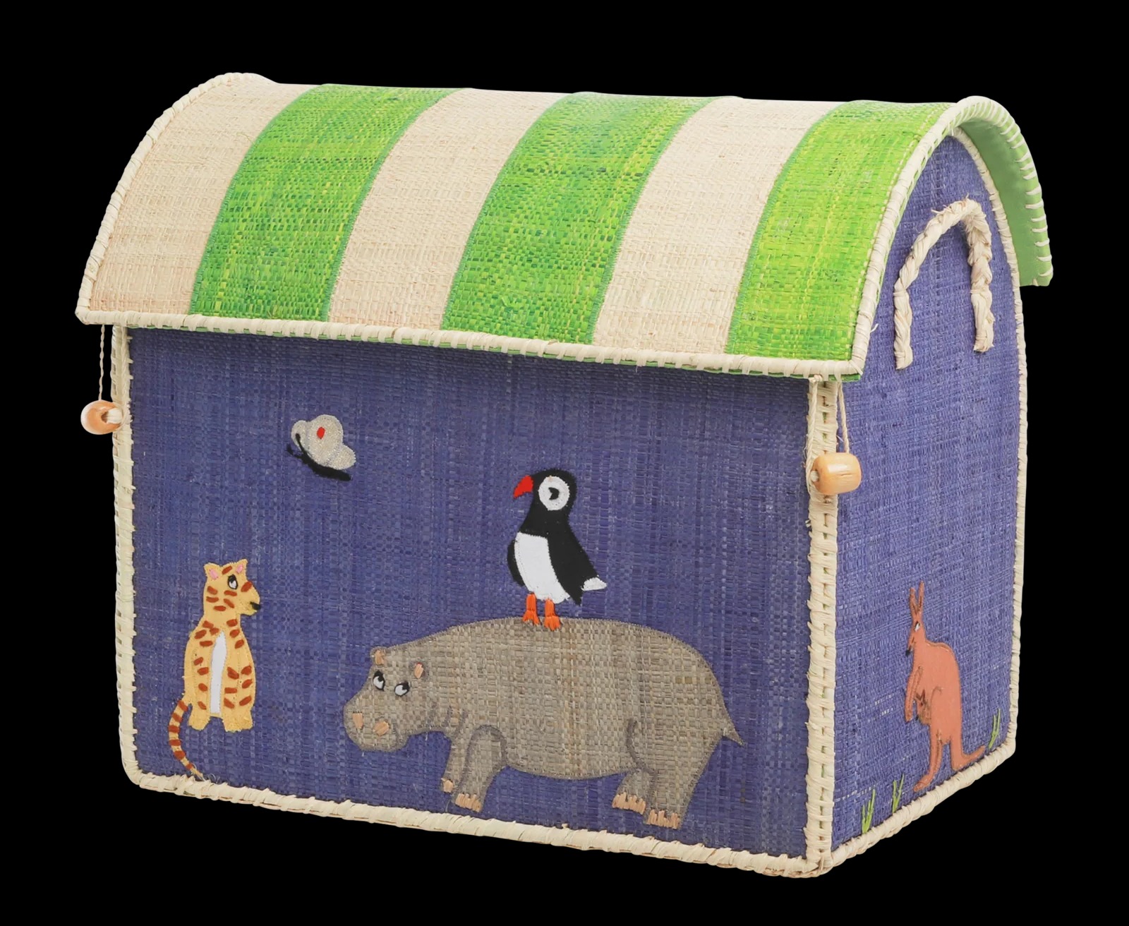 Raffia Toy Basket with Animal Theme - Small