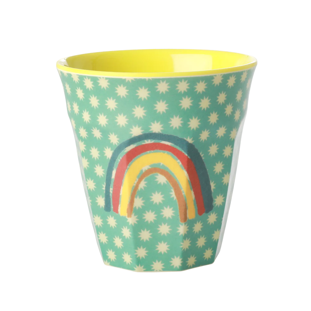 Melamine Cup with Rainbow and Stars Print - Two Tone - Medium