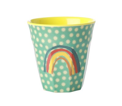 Melamine Cup with Rainbow and Stars Print - Two Tone - Medium
