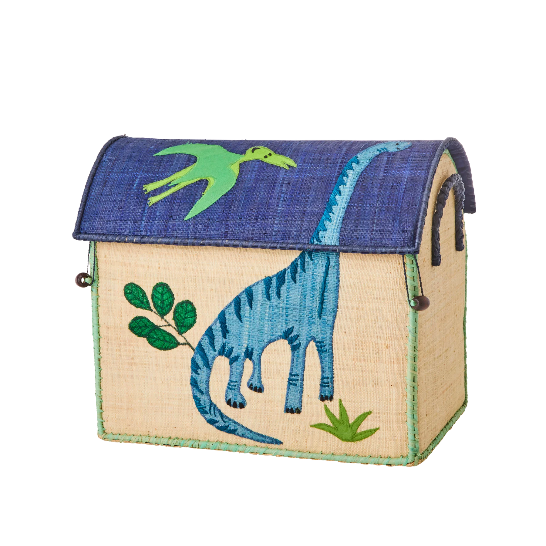 Raffia Toy Baskets with Dino - Small