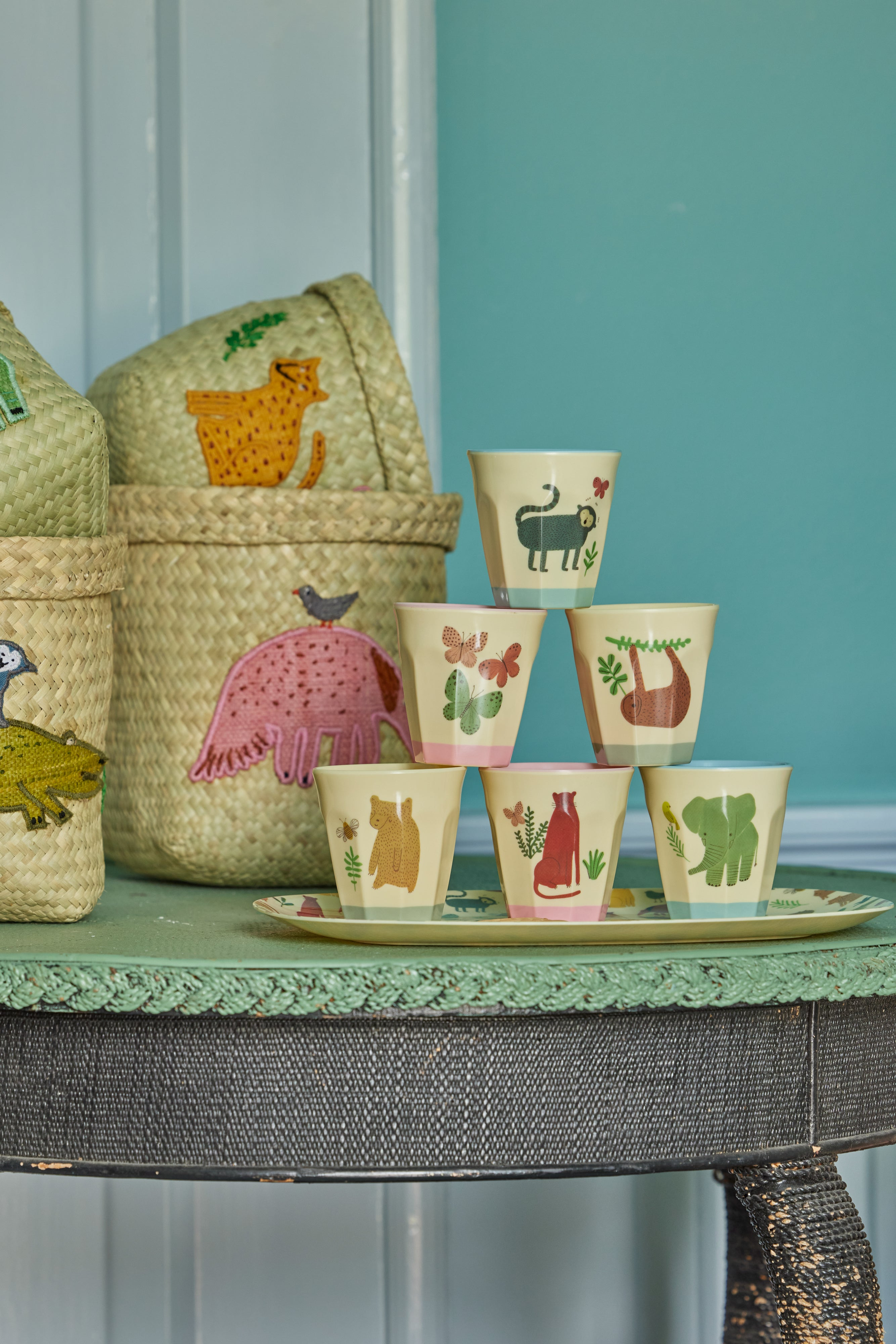 Melamine Cups with Asst. Sweet Jungle Prints - Small - 6 Pack - 160 ml