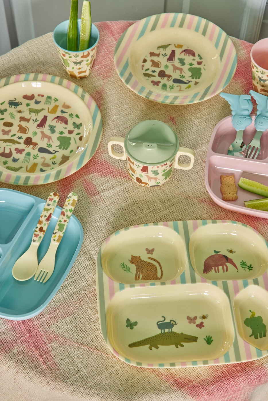 Melamine Baby Dinner Set in Gift Box - Sweet Jungle Print - 4 pcs