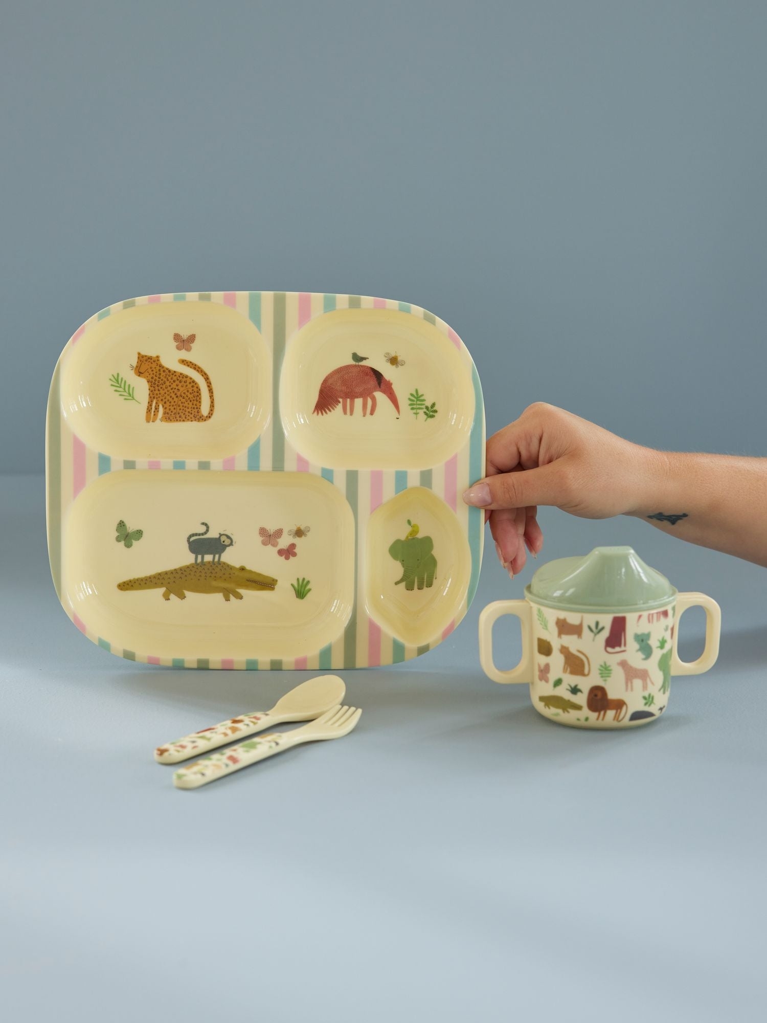 Melamine Baby Dinner Set in Gift Box - Sweet Jungle Print - 4 pcs