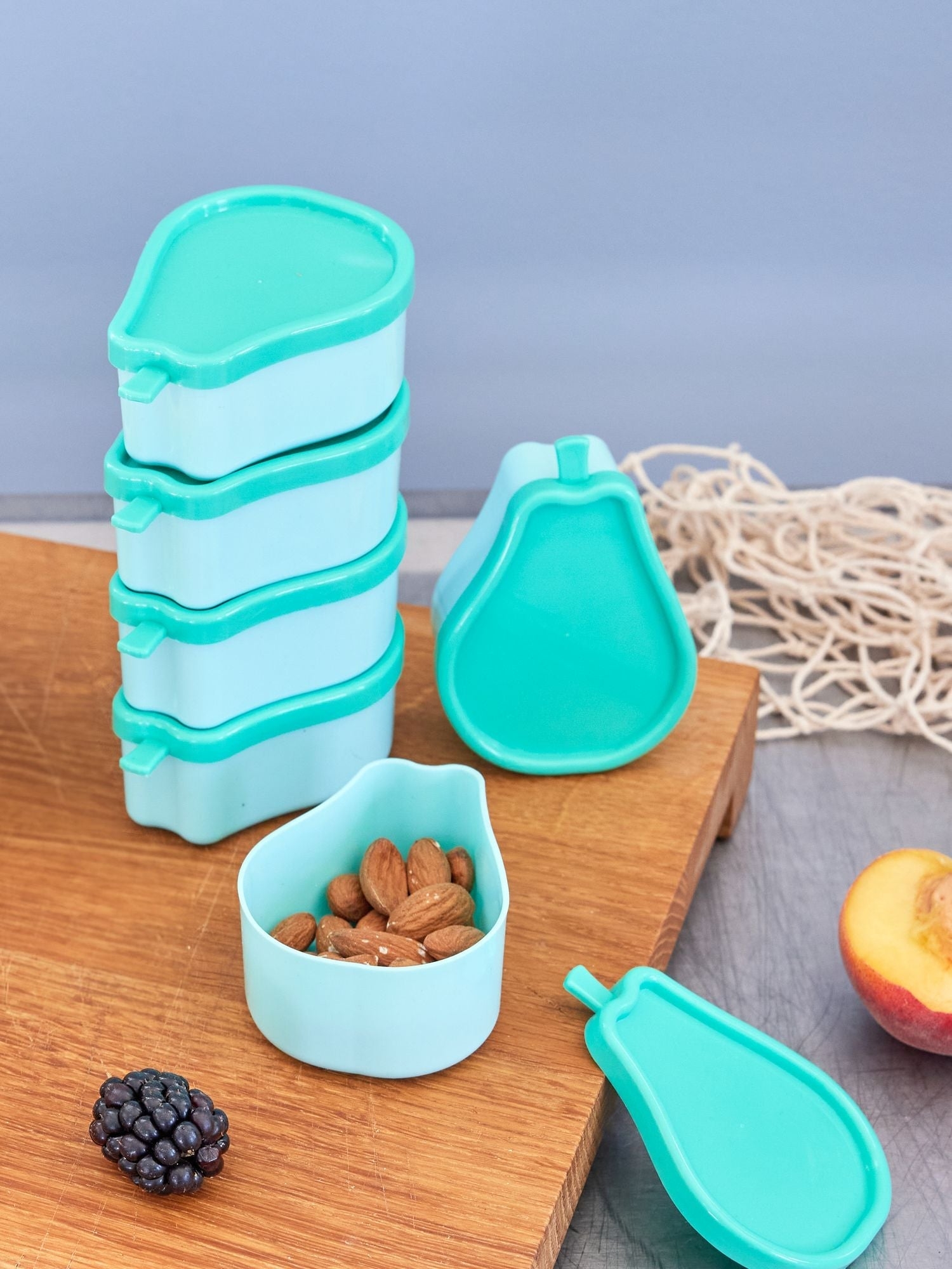 Plastic Food Keepers in Pear Shape - 6 pcs in a Net - Small