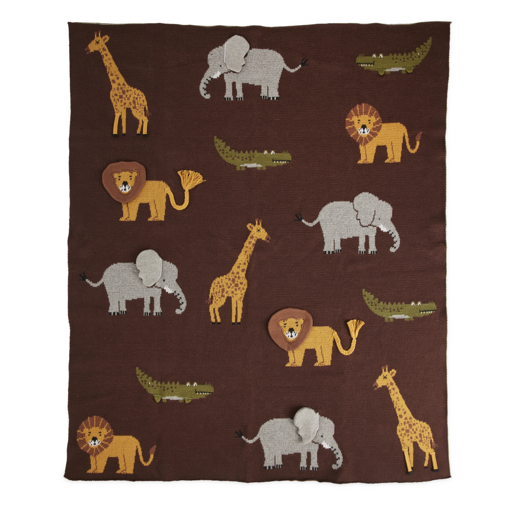 Knitted Baby Blanket in Chocolate Brown