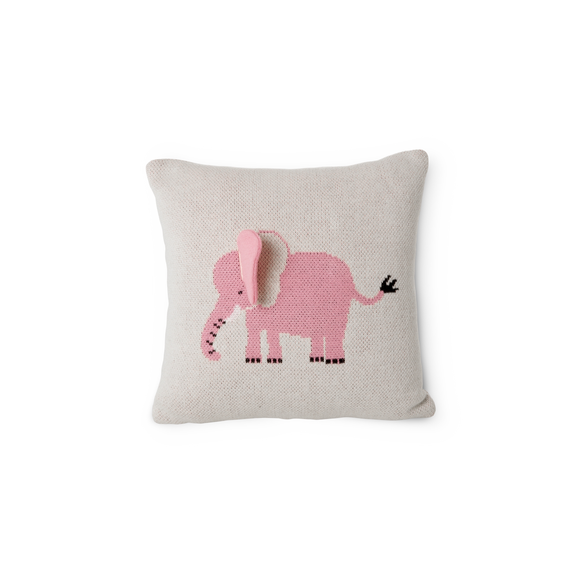 Kids Elephant Cushion with 3D Details and Filler - Pink - Small