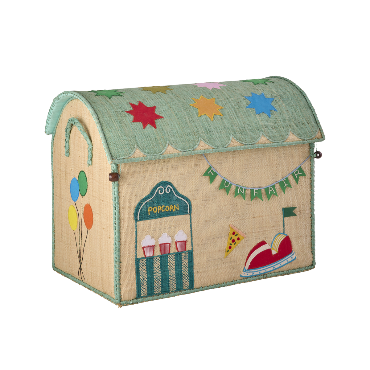 Raffia Toy Baskets with Fun Fair Theme - Nature - Medium
