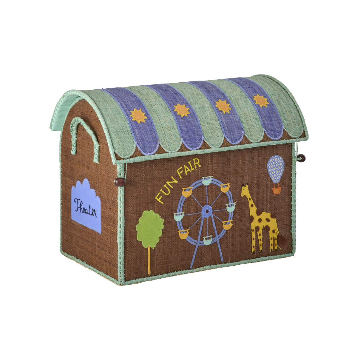 Raffia Toy Baskets with Fun Fair Theme - Tea - Small