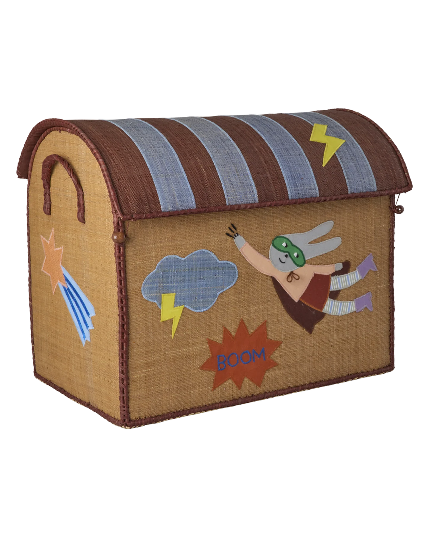 Raffia Toy Baskets with Hero Theme - Tea - Large