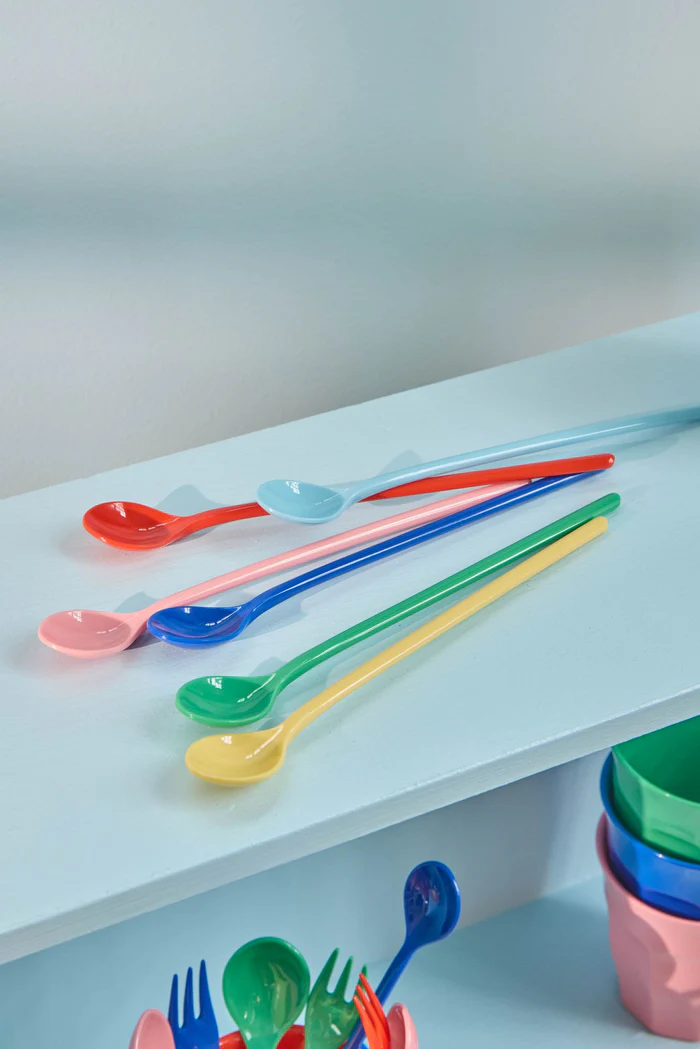 Melamine Long Latte Spoon - Multicolor - Set of 6