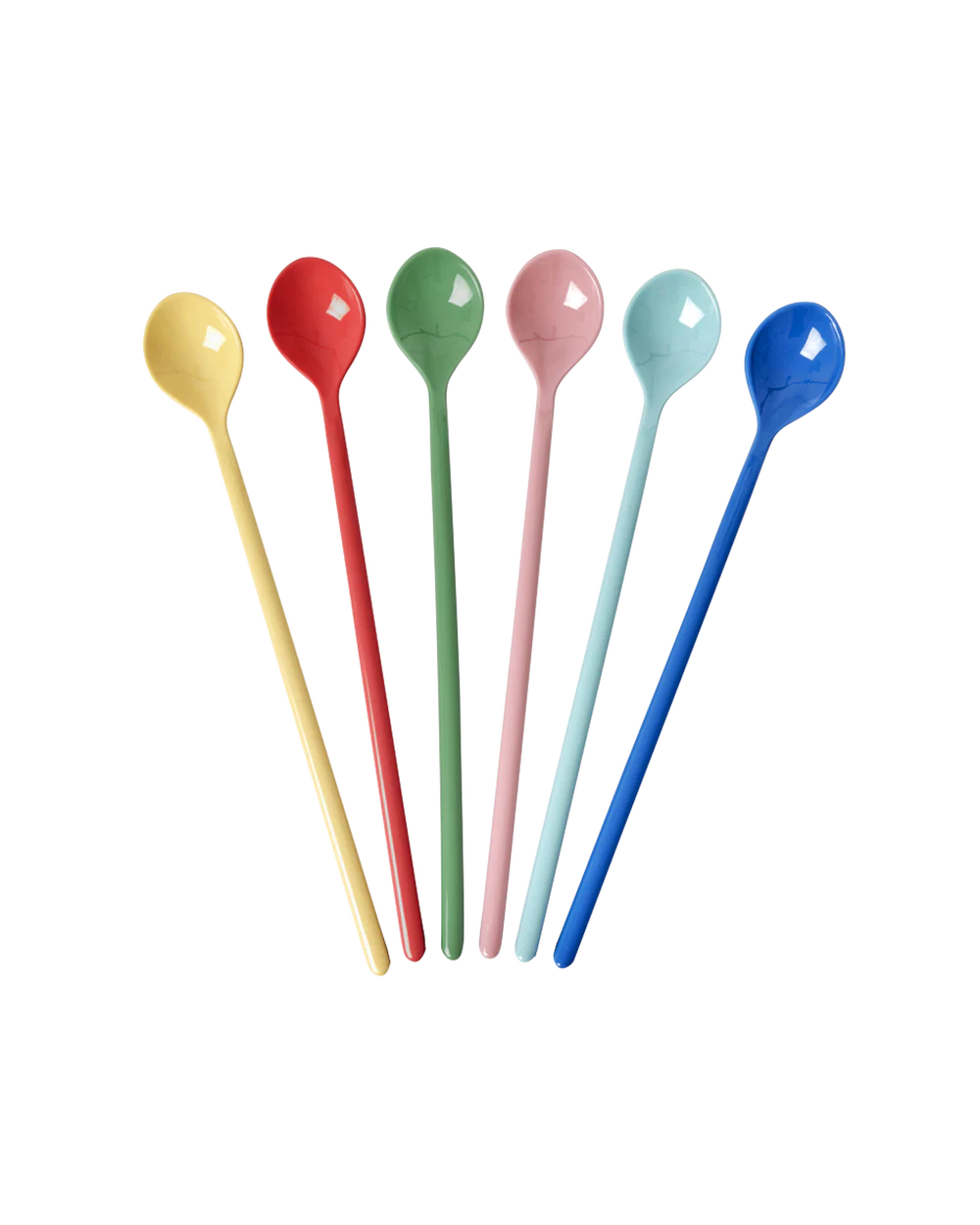 Melamine Long Latte Spoon - Multicolor - Set of 6