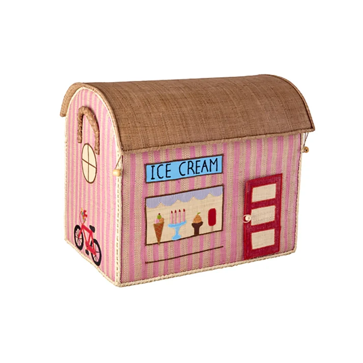 Raffia Toy Baskets with Paris Theme  - Large