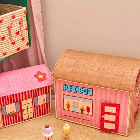 Raffia Toy Baskets with Paris Theme  - Large