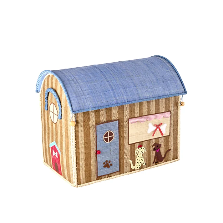Raffia Toy Baskets with Paris Theme - Medium