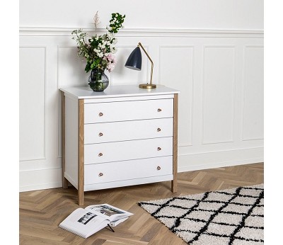 Nursery dresser 4 drawers w. nursery top 051315. white/oak