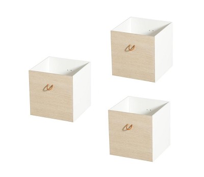 Boxes 3 pcs. white/oak