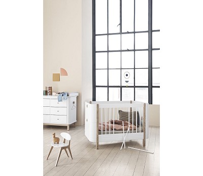 Mini+ cot bed incl. junior kit. 68x122/162 cm. white/oak