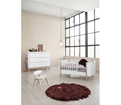 Mini+ cot bed incl. junior kit. 68x122/162 cm. white/oak