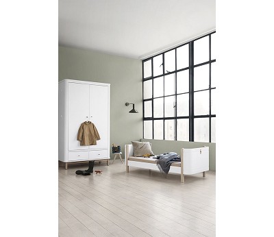 Mini+ cot bed incl. junior kit. 68x122/162 cm. white/oak