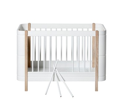 Mini+ cot bed incl. junior kit. 68x122/162 cm. white/oak