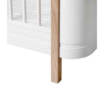 Mini+ cot bed incl. junior kit. 68x122/162 cm. white/oak