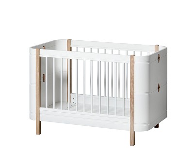 Mini+ cot bed incl. junior kit. 68x122/162 cm. white/oak