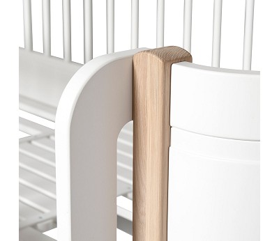 Mini+ low loft bed. 68x162 cm. white/oak