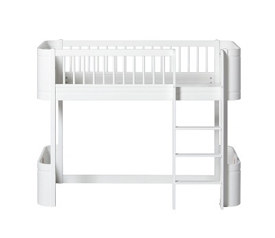 Mini+ low loft bed. 68x162 cm. white