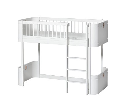 Mini+ low loft bed. 68x162 cm. white