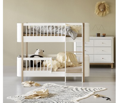 Mini+ low bunk bed. 68x162cm. white/oak