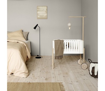 Co-sleeper incl. bench conversion. 42x82 cm. white/oak