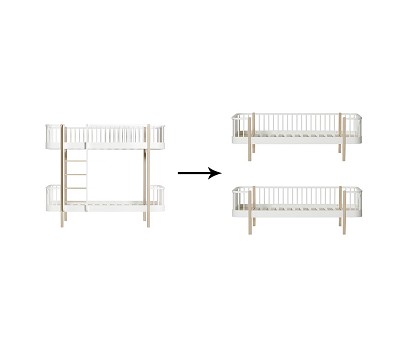 Original bunk bed to 2 day beds. white/oak