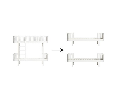 Original bunk bed to 2 beds. white