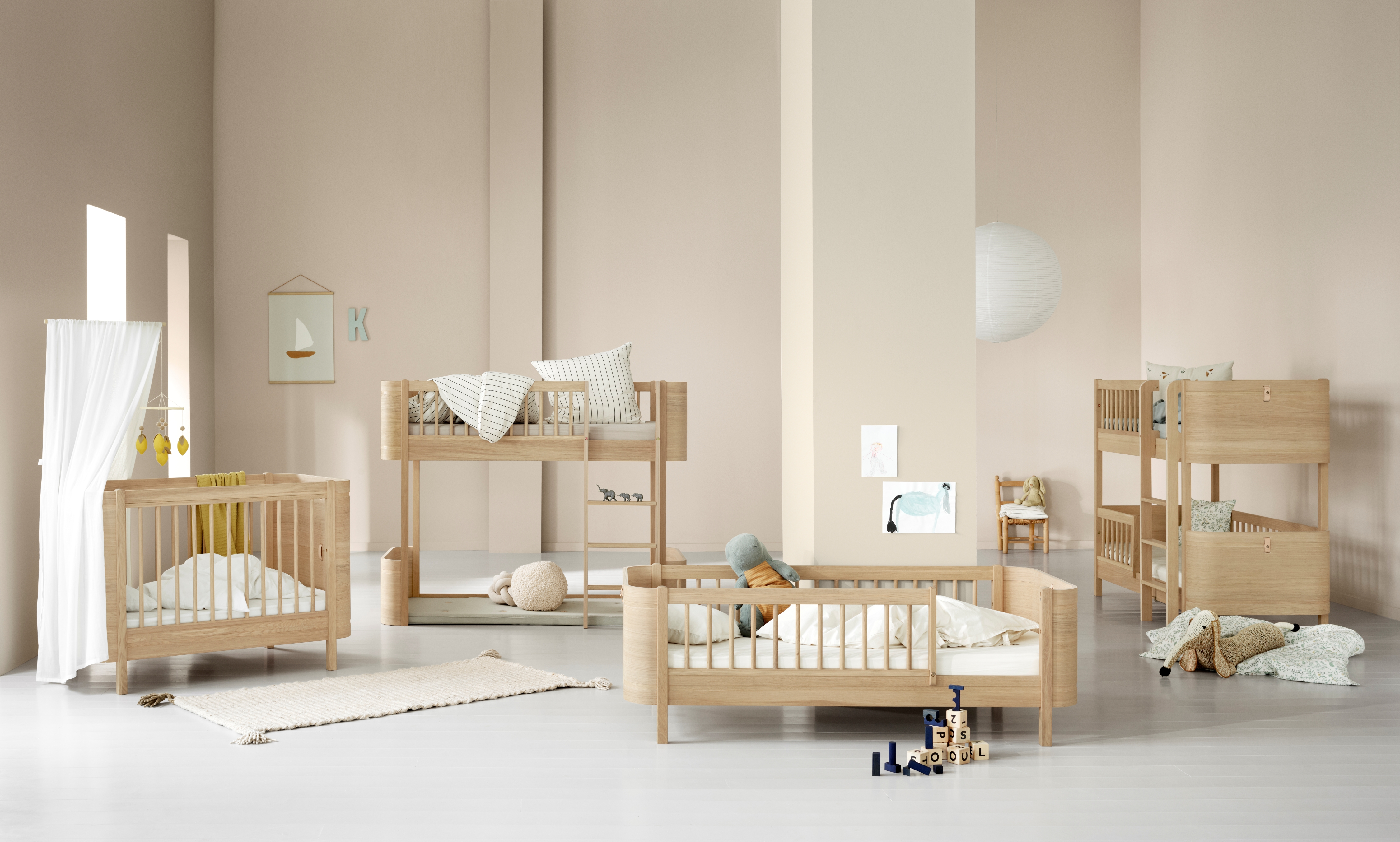 Mini+ junior bed. 68x162cm. oak - new