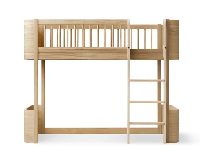 Mini+ low loft bed. 68x162 cm. oak - new