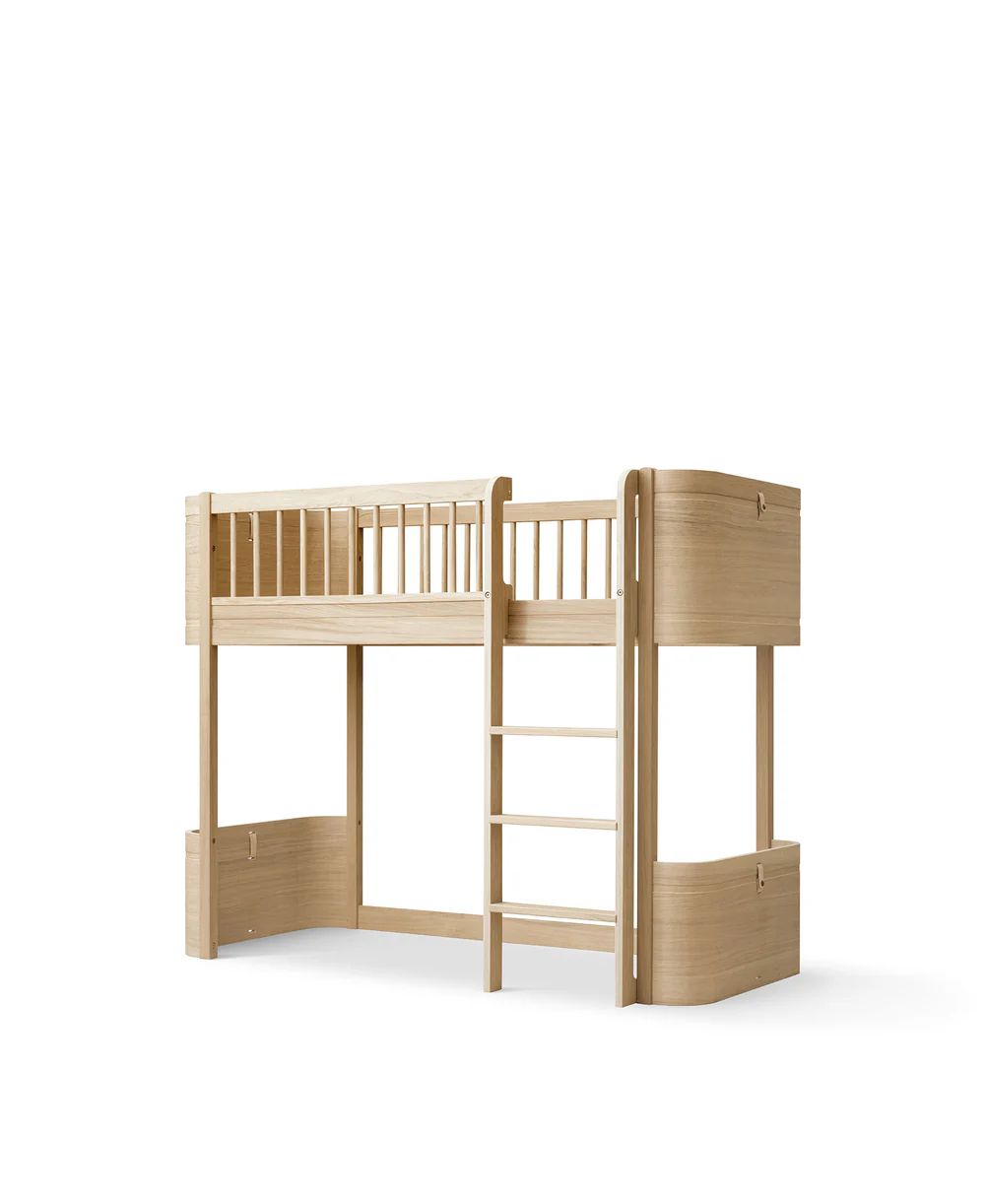 Mini+ low loft bed. 68x162 cm. oak - new