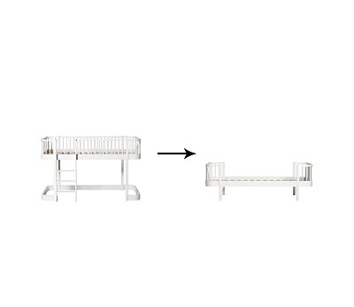 Original low loft bed 128/138 cm to bed. white
