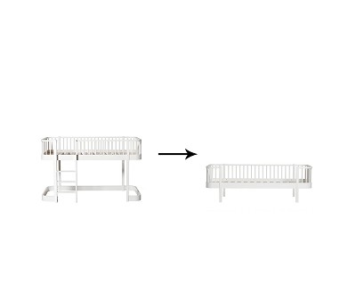 Original low loft bed 128/138 cm to day bed. white